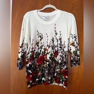 Rebecca Malone Floral 3/4 Sleeve Sweater
